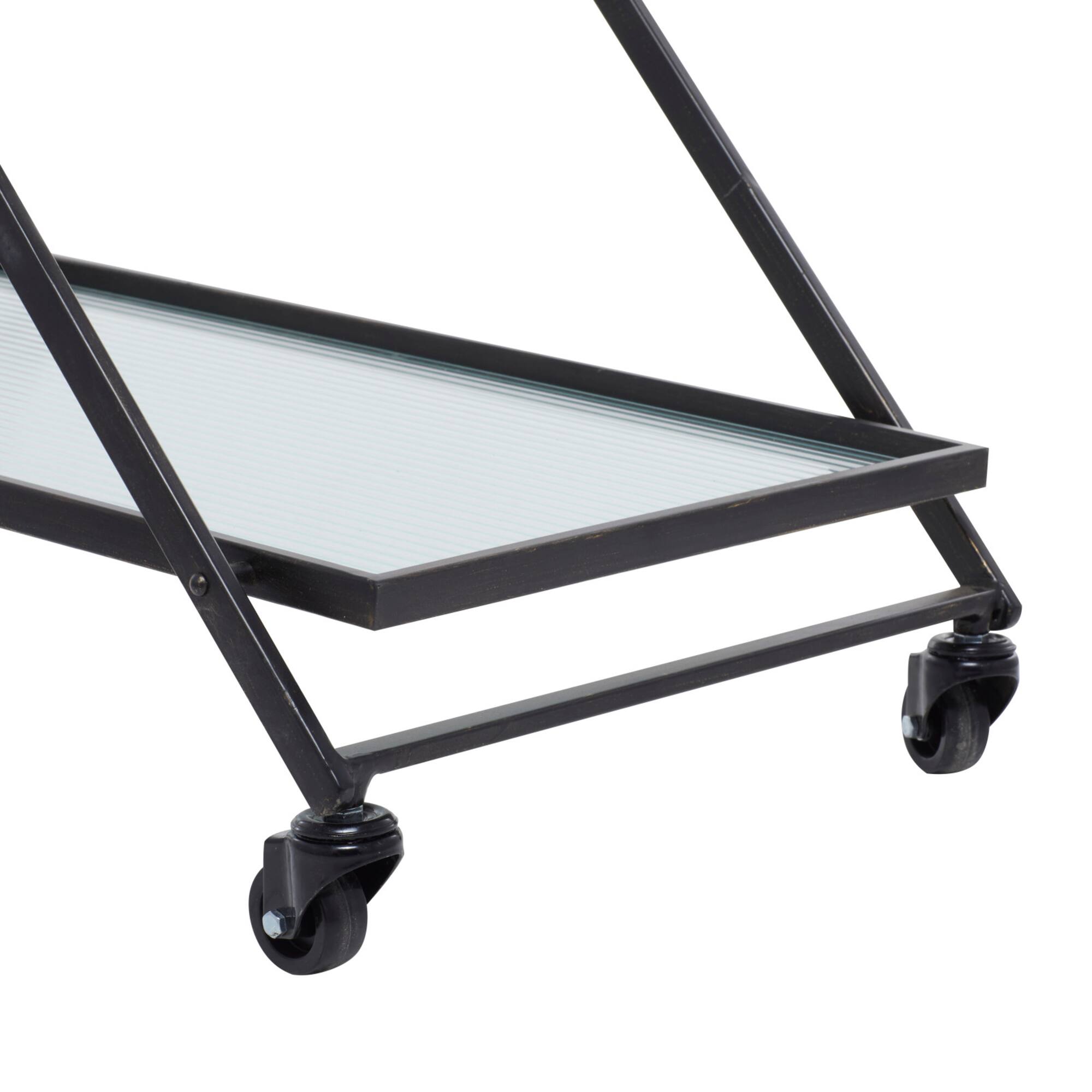 Black Iron Industrial Bar Cart, 32" x 25" x 18"
